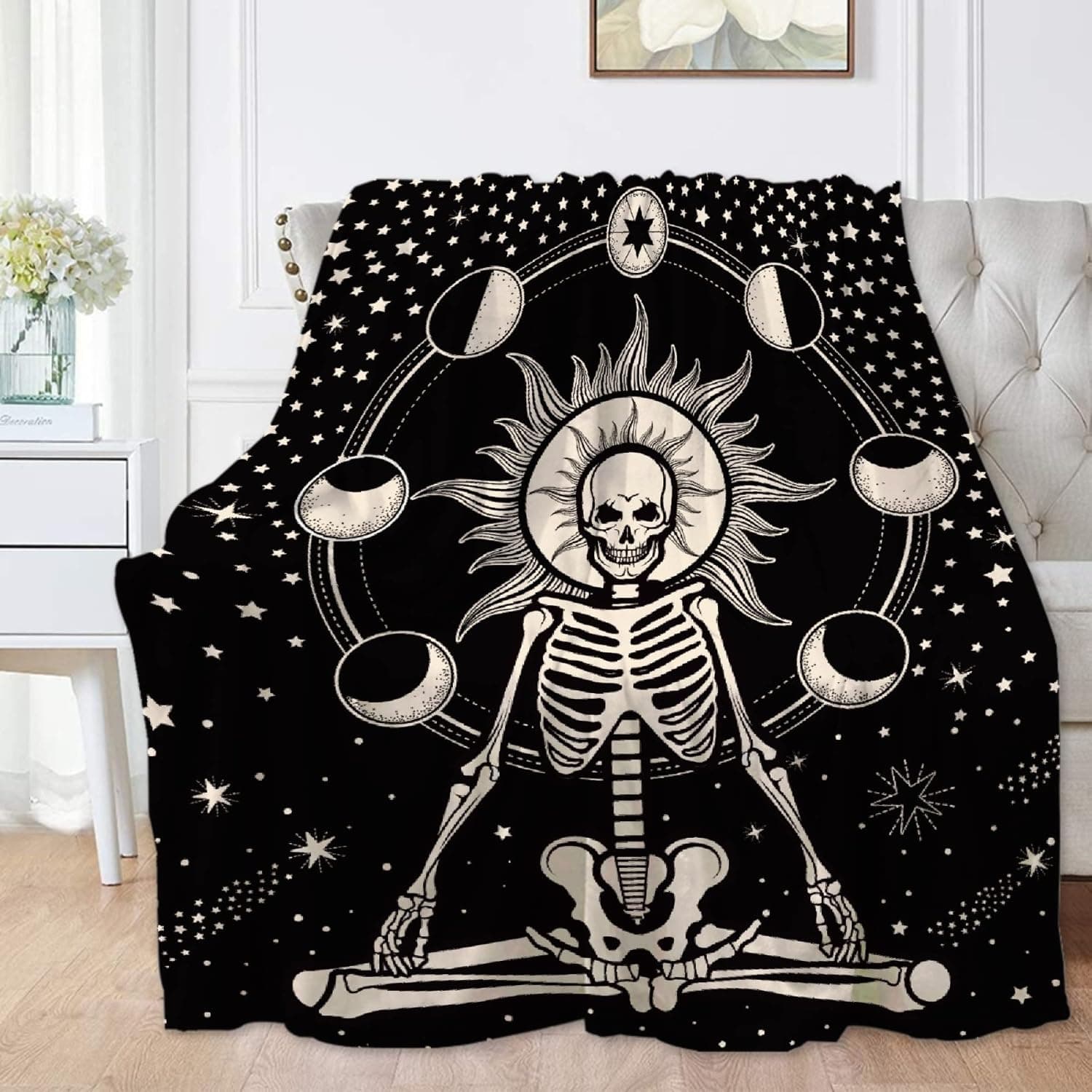 Touchish Skull Skeleton Soft Blanket for Couch Bed Camping Cute All-Seasons Home Decor- Birthday Gifts for Boys Women Fuzzy Cozy Throws 30"x40" for Pet