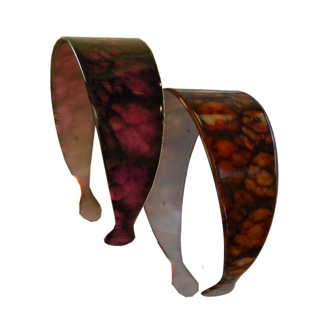 Motique Accessories Set of TWO 2 Inch Purple Orange Plastic Headbands with Teeth