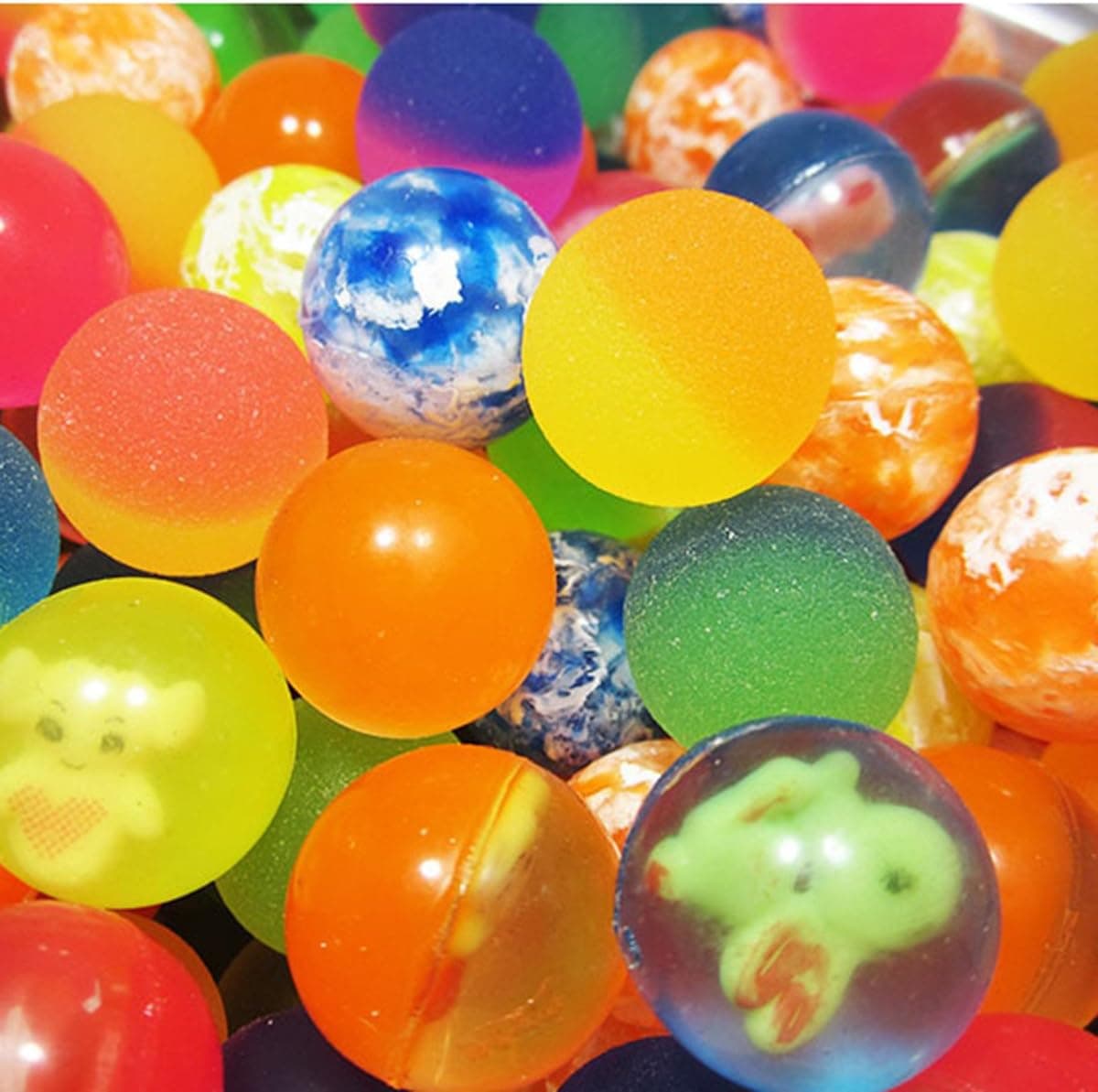 30 Pcs Bouncing Bouncy Balls Bulk Set, Assorted Colorful Neon Mixed Pattern Designs for Kids Playtime, Party Favors, Prizes, Birthdays & More, 25mm
