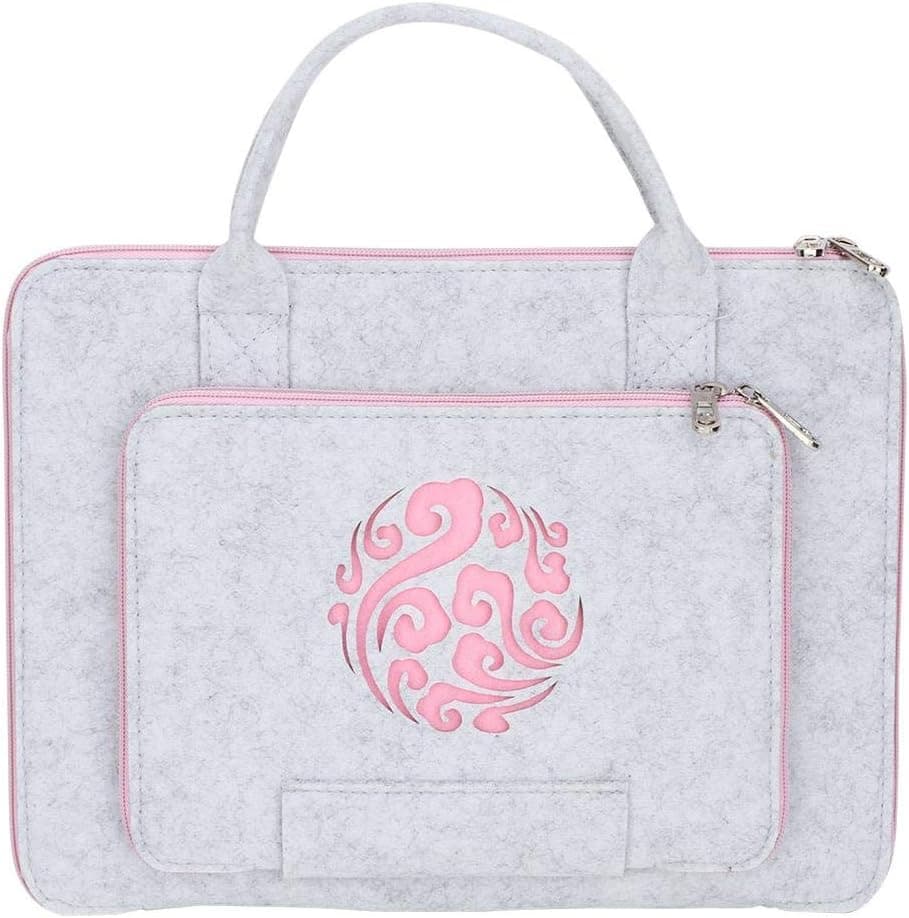 Jeffergarden Carving Flower Felt Laptop Notebook Bag as Computer Case with Handle and Pocket(15 inch)
