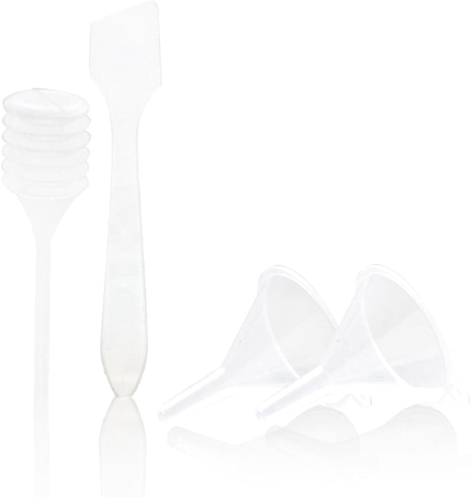 Plastic Funnels to fill Travel Bottles, Spatula and Dropper Set