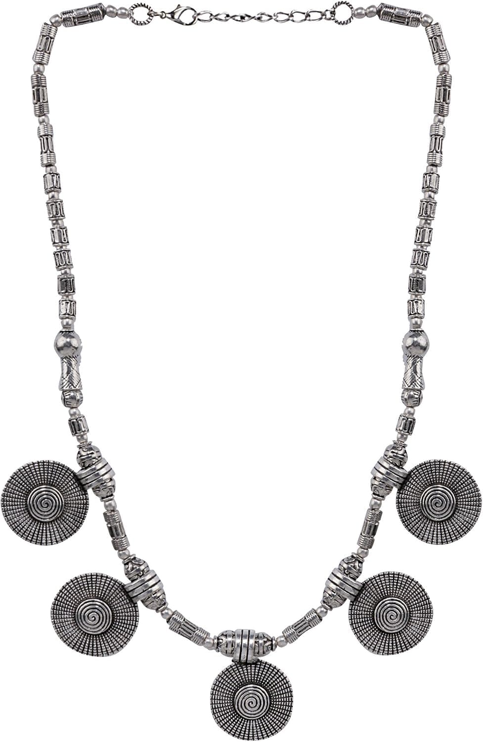 Ethnadore Bohemian Vintage Antique Tribal Indian Oxidized Silver Choker Necklace Jewelry