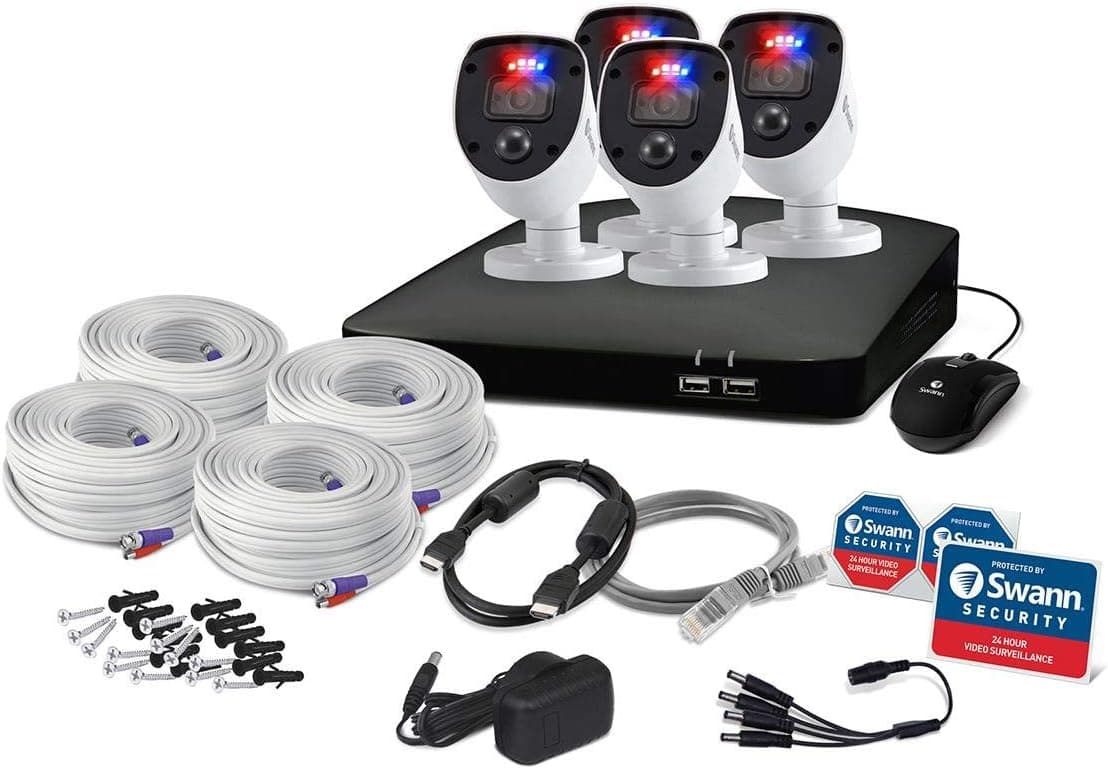 Swann DVR-4680 8-Channel Full HD 1TB Security System with 4X PRO-1080SL Enforcer 'Police-Style' Flashing Light Cameras
