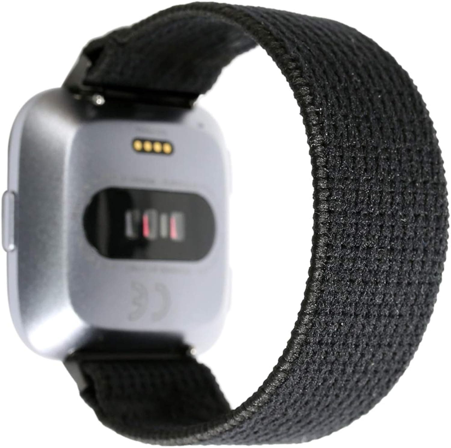 Elastic Nylon Solo Loop Bands Sport Bands Compatible with Smart Watch Fitbit Versa/Versa 2/ Versa Lite/Versa SE(Black, L fits Wrist Size : 7.0-7.5 inch)