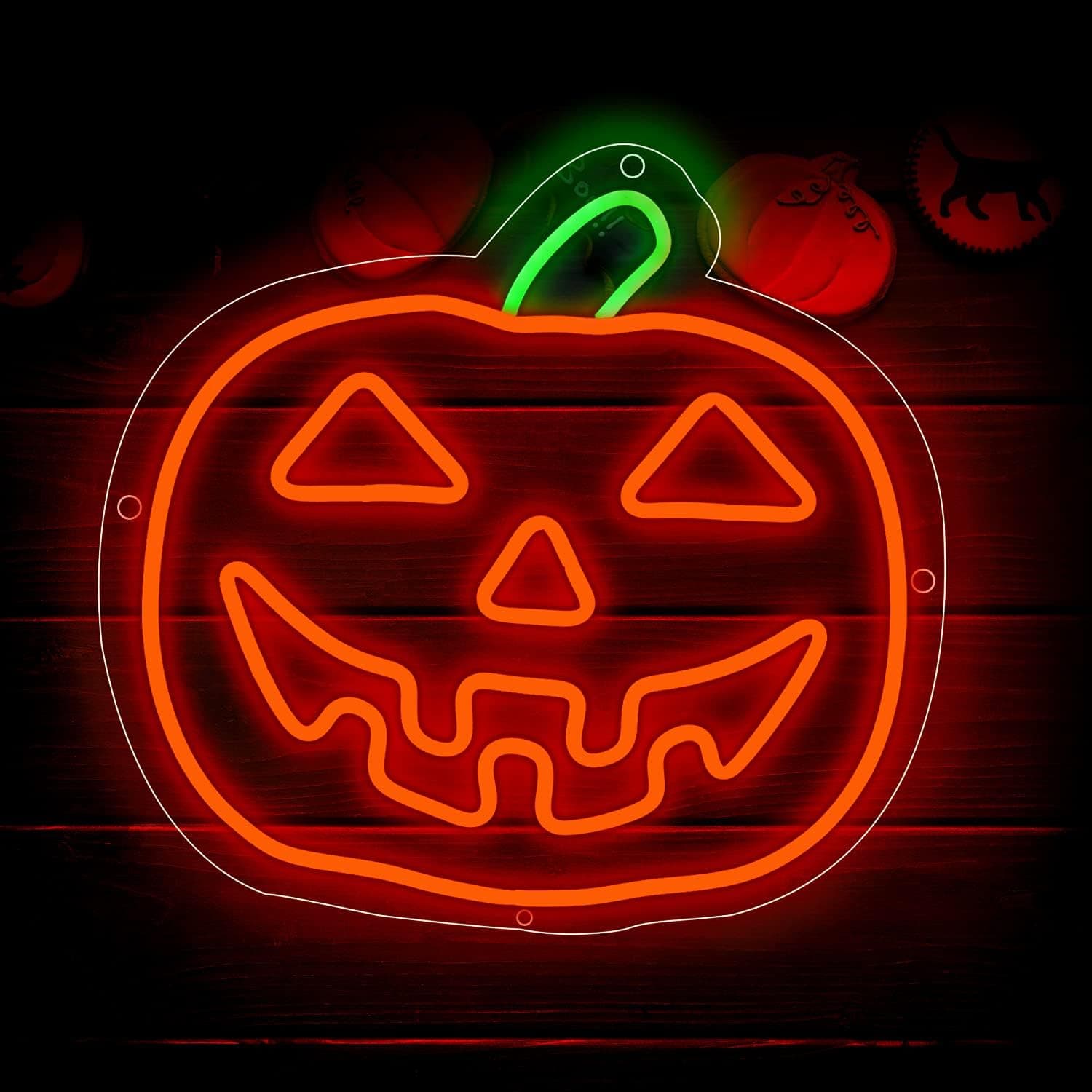 Arturesthome Neon Sign, Halloween Pumpkin Wall Light Wall Decor, Battery or USB Powered Light Up Acrylic LED Sign With Hooks for Bedroom,Kids Room,Living Room,Bar,Party - 11.8" x 11"