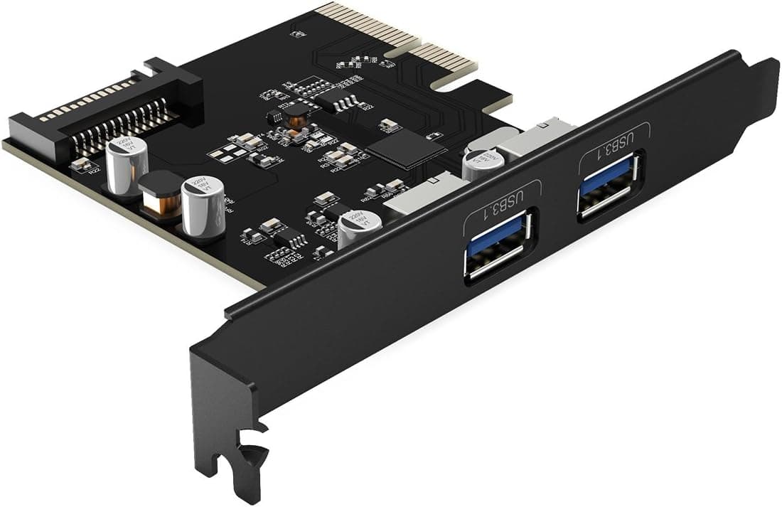 Yottamaster 2 Ports USB 3.1 PCI-E Motherboard Expansion Card （10 Gbps） 15PIN Power Connector for Windows 10,8.1,8,7, XP,Vista
