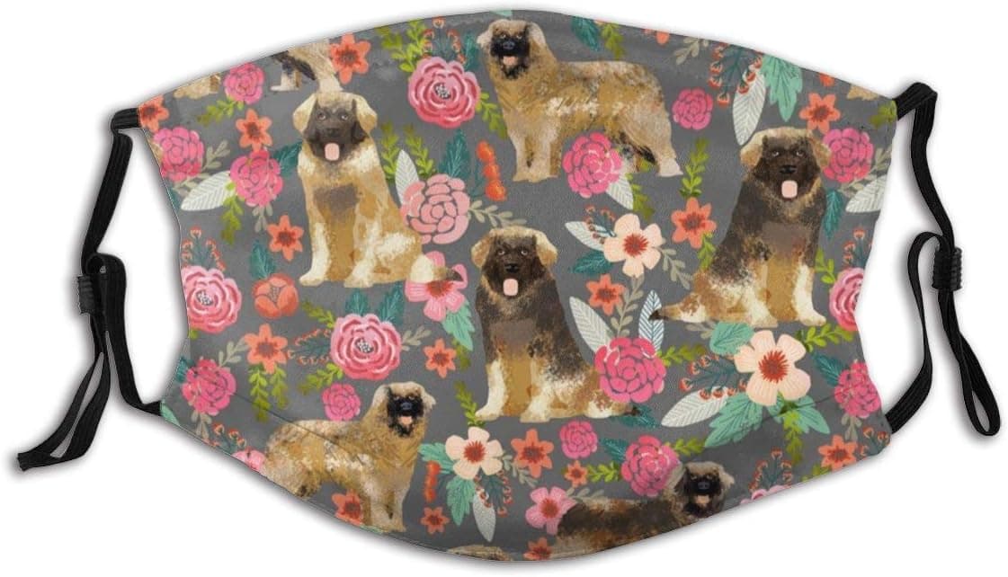Unisex Face Cover,Leonberger Dog Dog Dog Breeds Leonberger Floral Dog Reusable Cloth Mask Protect Cover Breathable Balaclava