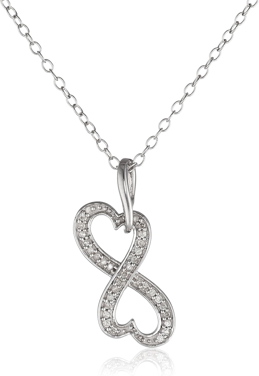 Amazon Collection Silver Heart Infinity Diamond Pendant Necklace, 18" (1/10ctttw)