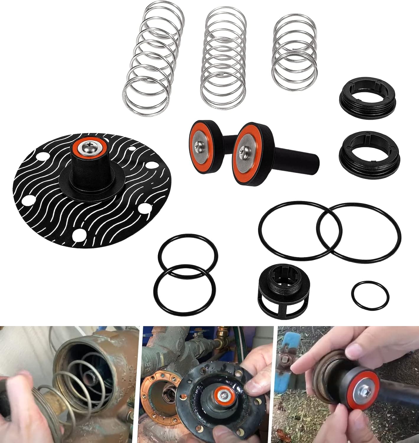 Fit 3/4"-1" Backflow Built-in Parts Repair Kit Compatible with Zurn Wilkins 975XL/ 975XL2 Backflow Preventers 12 Relevant Complete Components Rebuilt