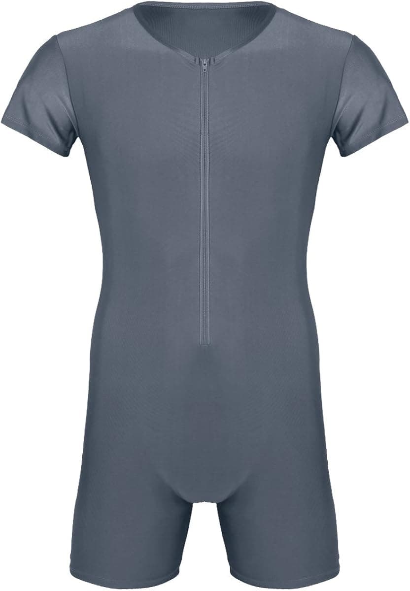 iEFiEL Mens One-Piece Sleeveless Solid Modified Wrestling Singlet Boxer Briefs Tight Bodysuit