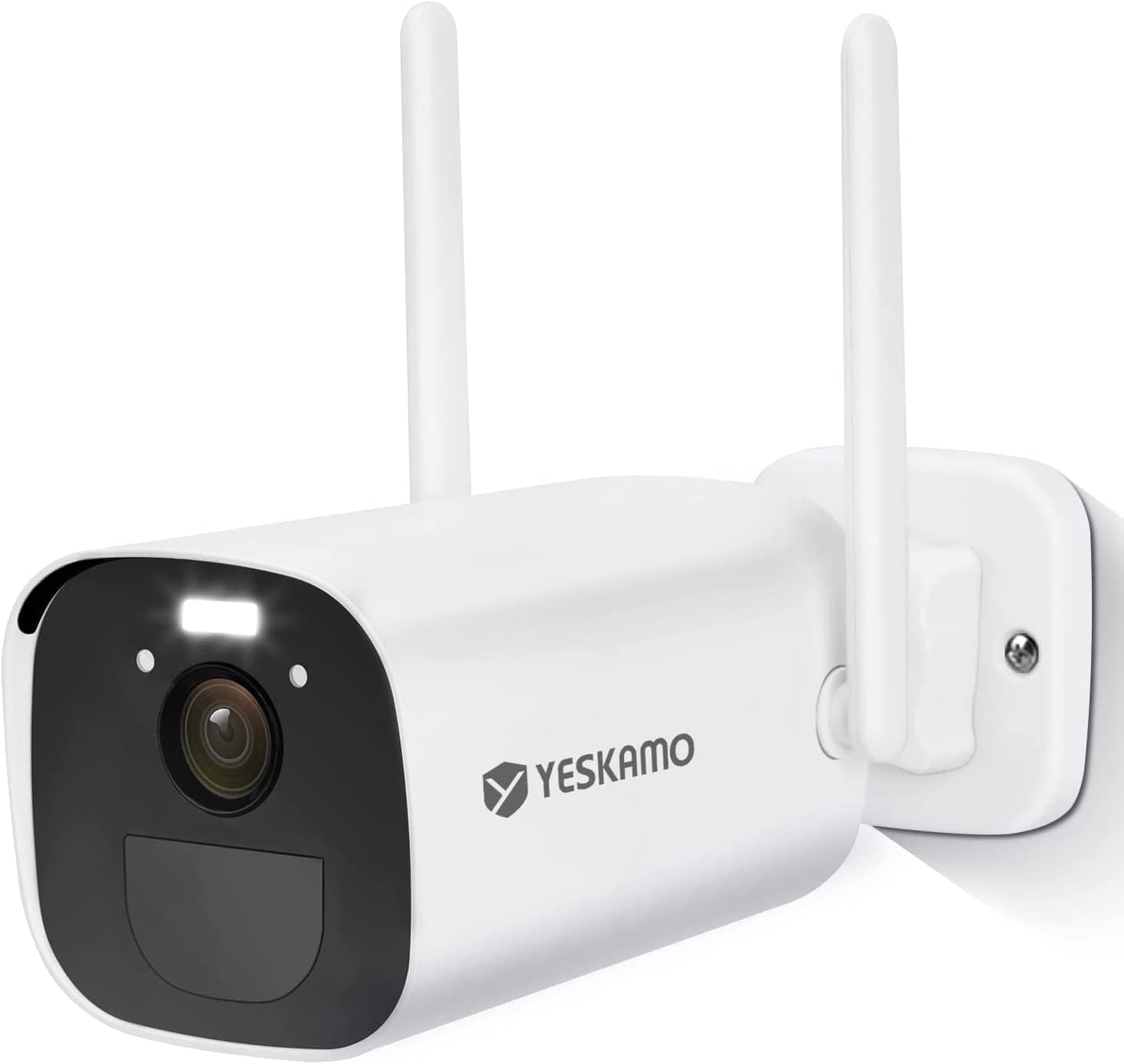YESKAMO 2K Wireless Security Camera Outdoor Battery Powered, Ultra HD 3MP Rechargeable Cameras with Spotlight Color Night Vision Siren Alarm 2 Way Audio WiFi Surveillance Cameras for Home Security