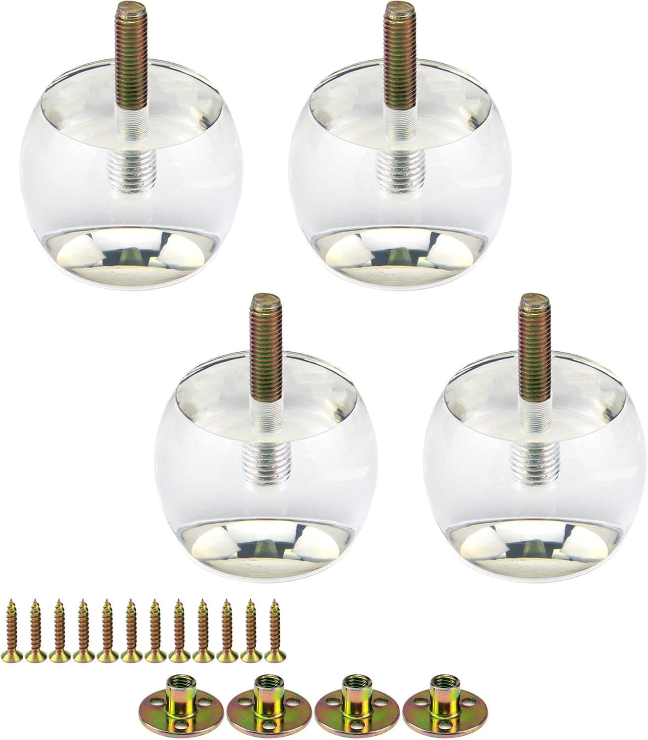 Mcredy Sofa Chair Table Legs 2-inches Clear Acrylic Furniture DIY Legs, Decorative Leg Foot, with Mounting Hardware, Height 1.89 inch 4 PCS Heavy Duty
