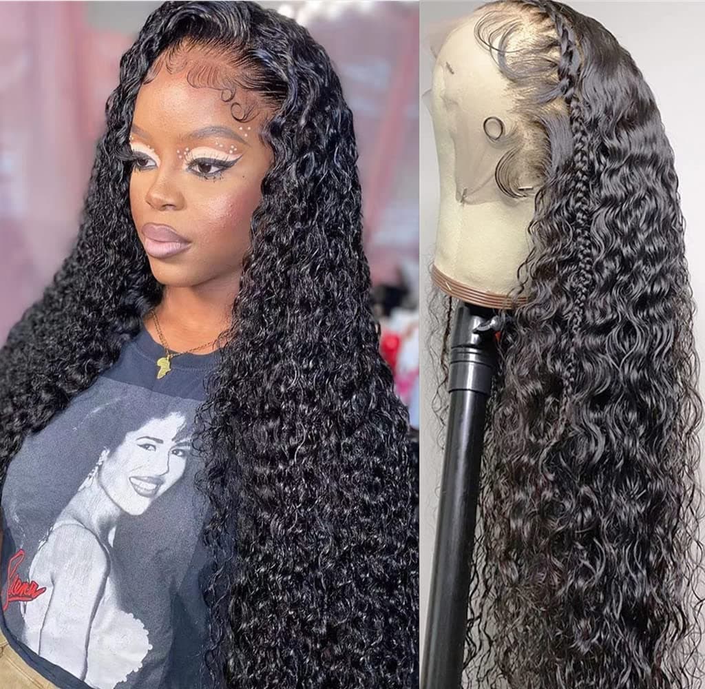 Josblue Deep Wave Lace Front Wigs Human Hair Glueless HD Curly Lace Front Wigs Human Hair Wigs for Black Women Wet And Wavy Wigs Human Hair with Baby Hair 150% Density (20 IN)