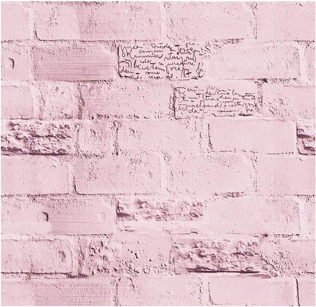 Blooming Wall Paitned Brick Pink Peel and Stick Wallpaper Decor(14.5 Square Ft per roll)