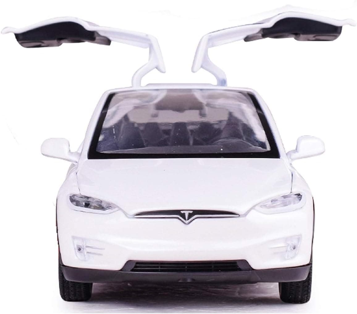 ELAINE KIM Toy Cars Pull Back Car Alloy Vehicles with Lights and Music Toys for Kids Gift Model X 1:32 Scale (White)