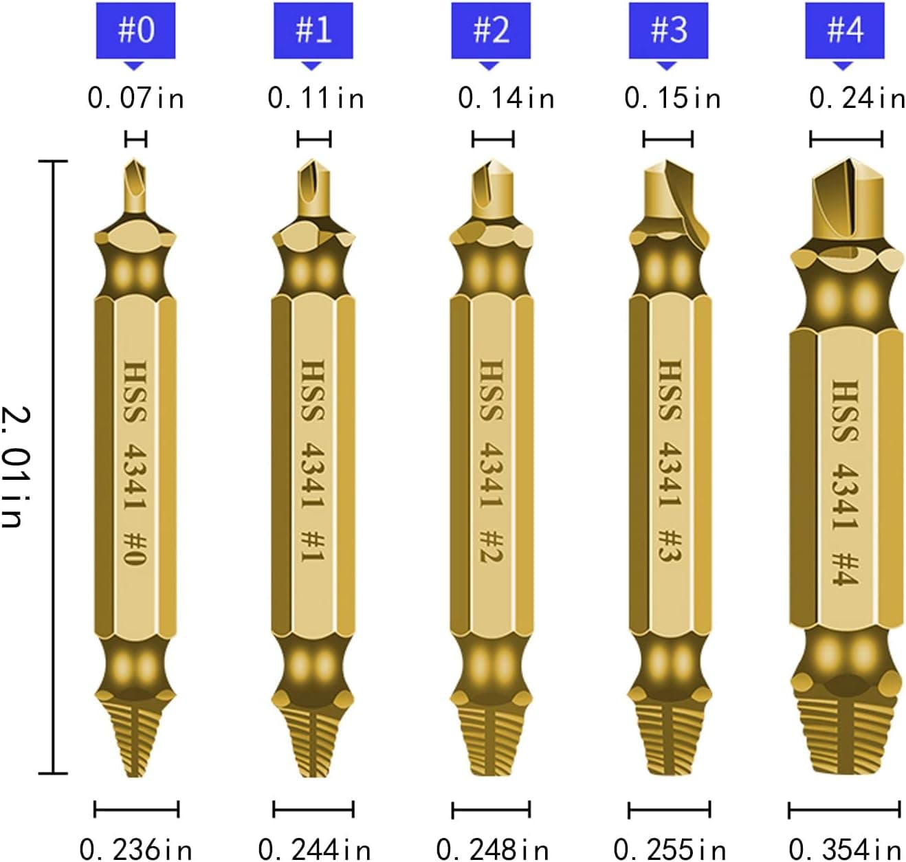 Damaged Screw Easy out bolt Extractor Set, 6pcs Speed Out Screw Extractor Drill Bits Tool Set, Remover Broken Bolt extractor kit