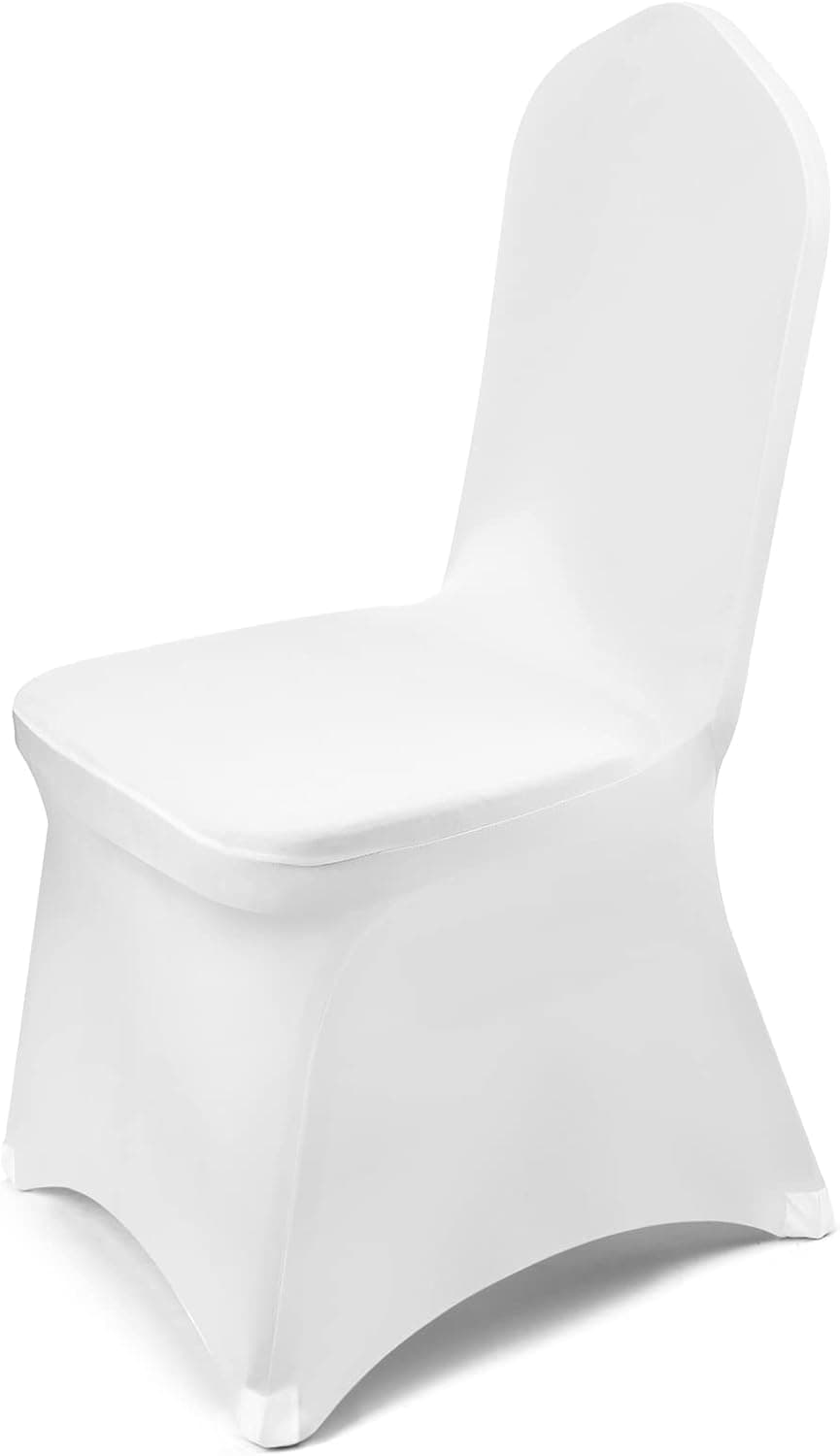White Chair Covers 50 Pcs Spandex Chair Cover Polyester Elastic Cover Chair Covers for Party Folding Chair Wedding Party Chair Cover Dining Banquet Chair Covers