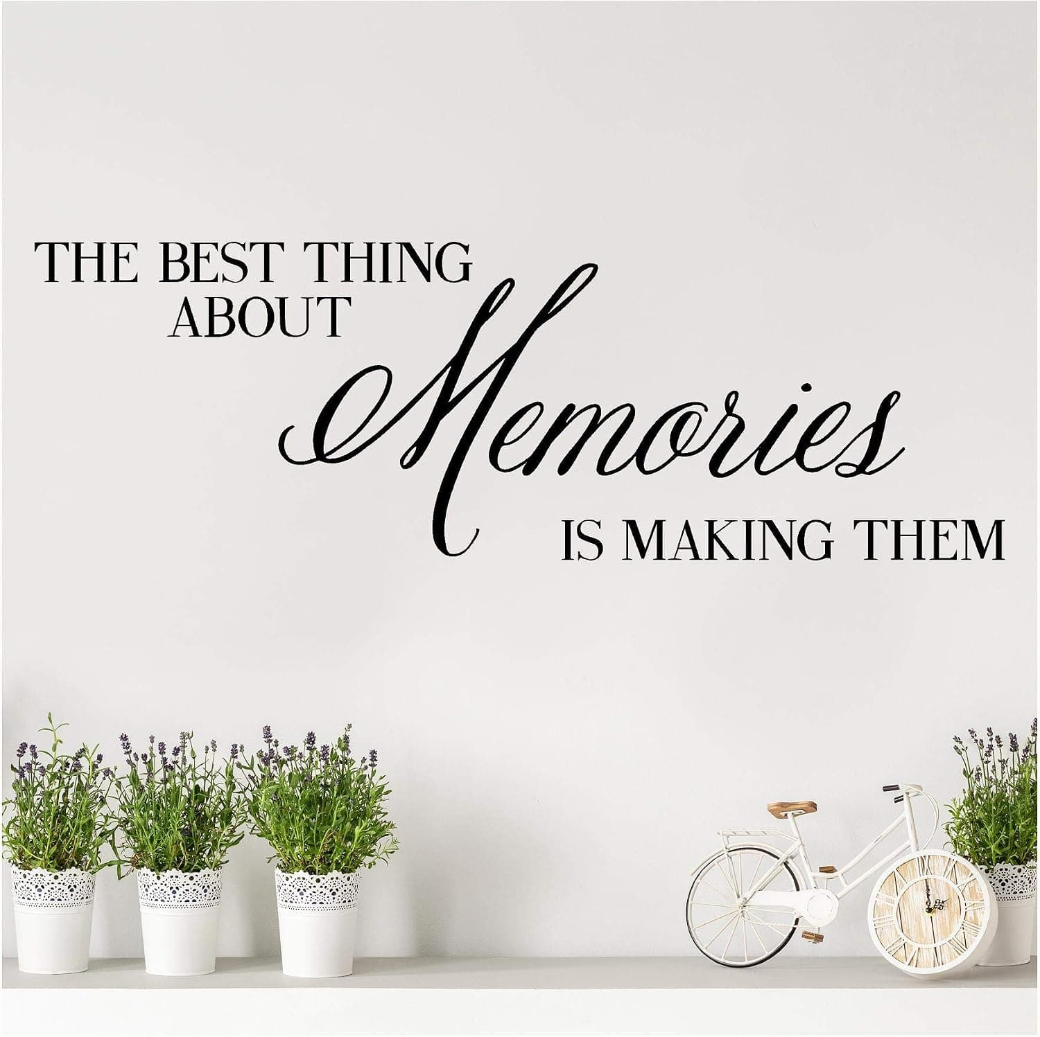 The Best Thing About Memories is Making Them Vinyl Lettering Wall Decal (Black, 10"H x 32"L)