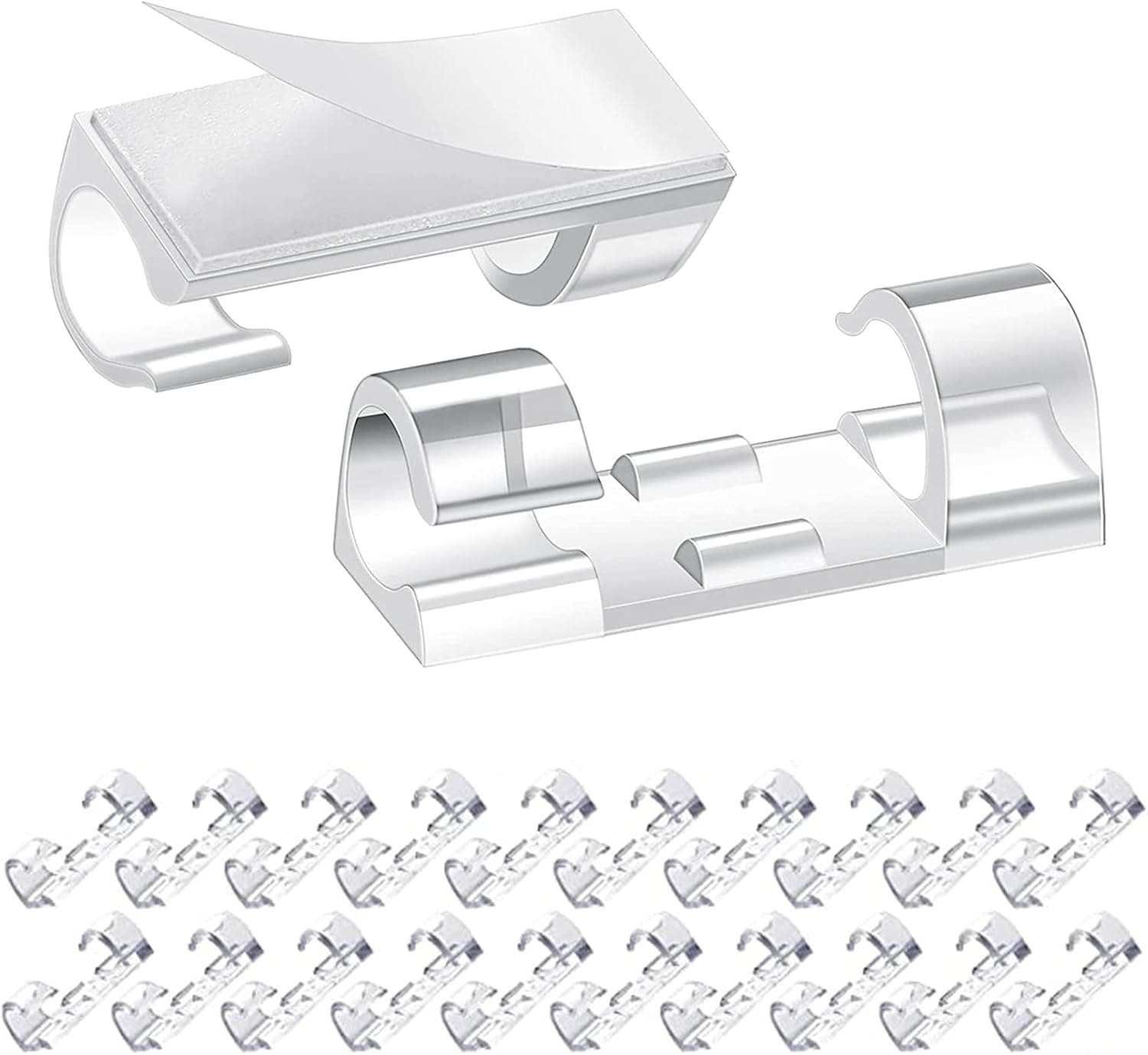 Cable Clips, 20 Pack Transparent Strong Self-Adhesive Cable Management Clip, TV PC Wires Holder Adhesive Mini Cords Organizer, Wall Clear Wire Clips for the Wall, Desk, Ethernet
