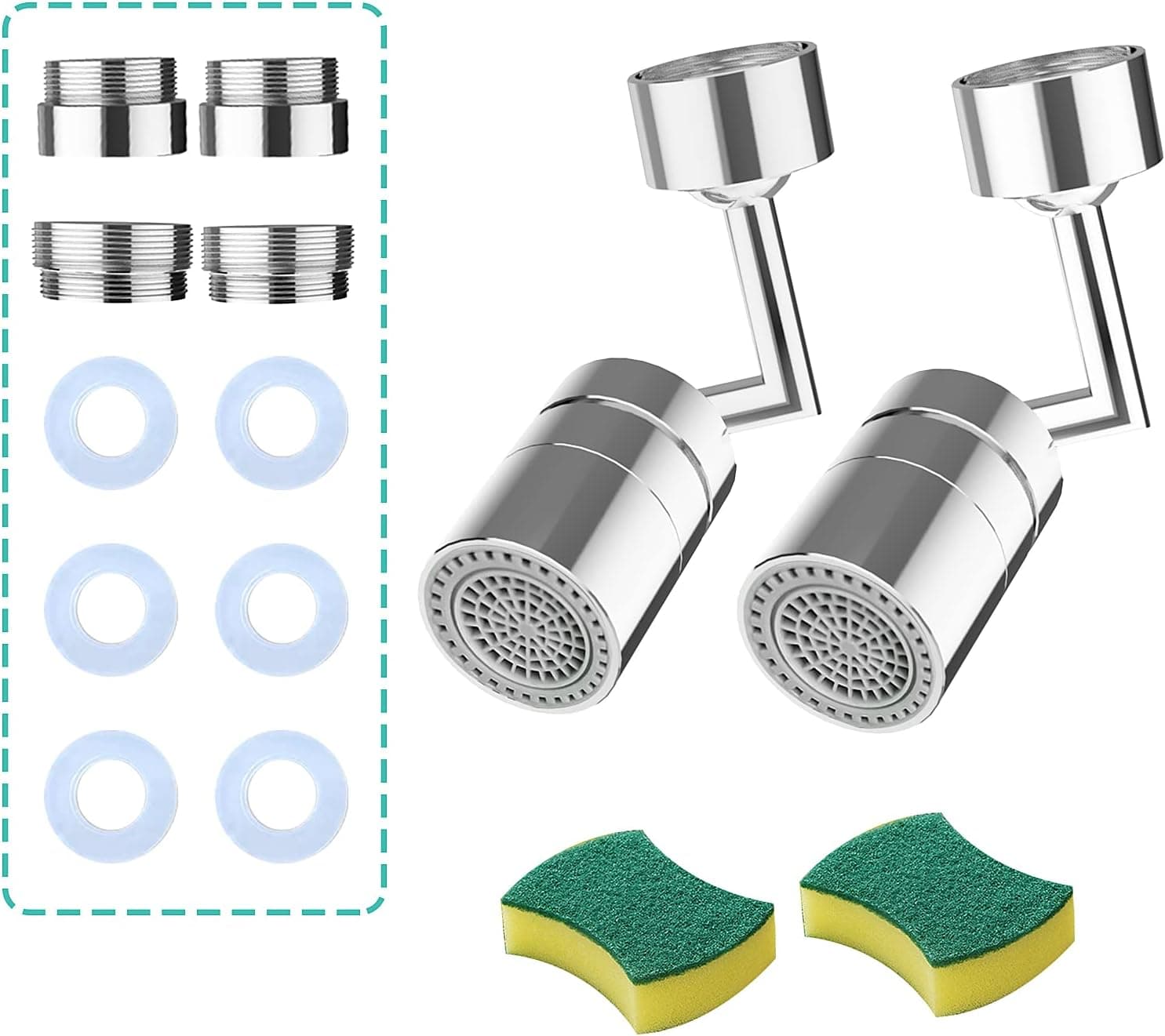 2PCS XUERZAT 720 Degree SwivelKitchen Faucet Aerator ，Universal Anti - Splash Sink Attachment 2 Modes faucet extender,for athroom Face Washing, Gargle & Eye Flush adapter