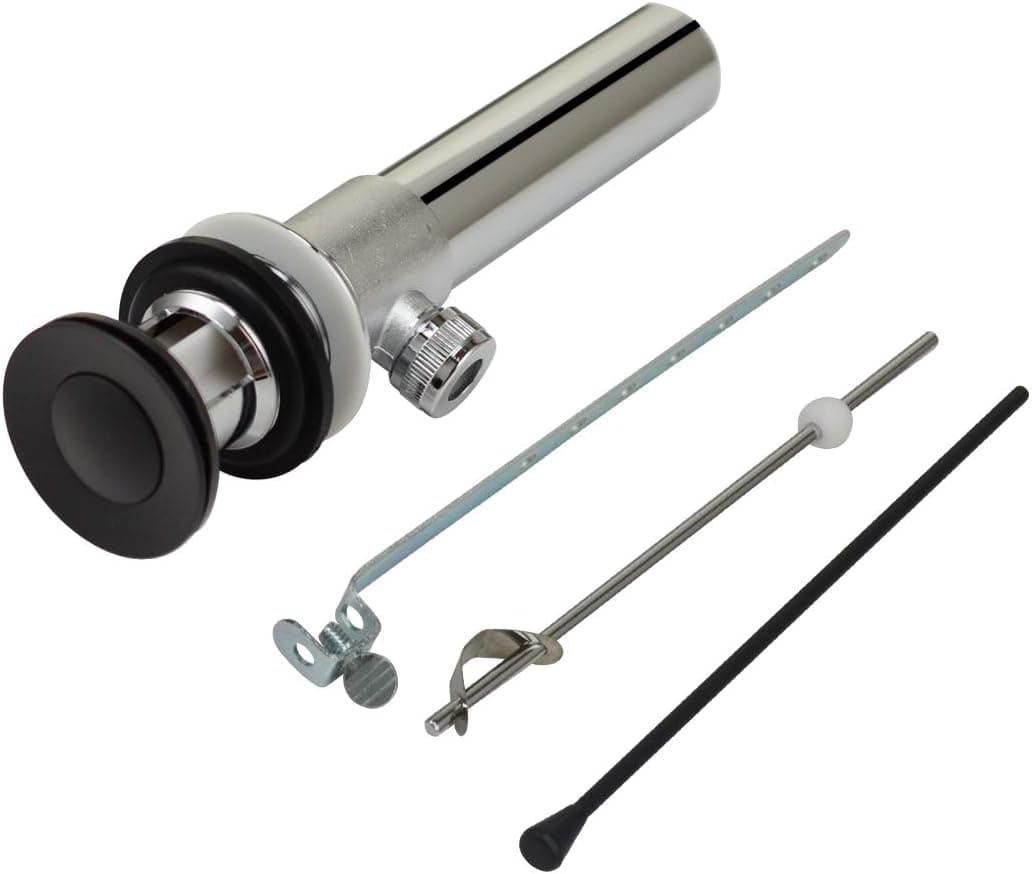 Bathroom Sink Drain Stopper Assembly with Lift Rod for Lavatory Faucet Vanity Sink, Matte Black Finish