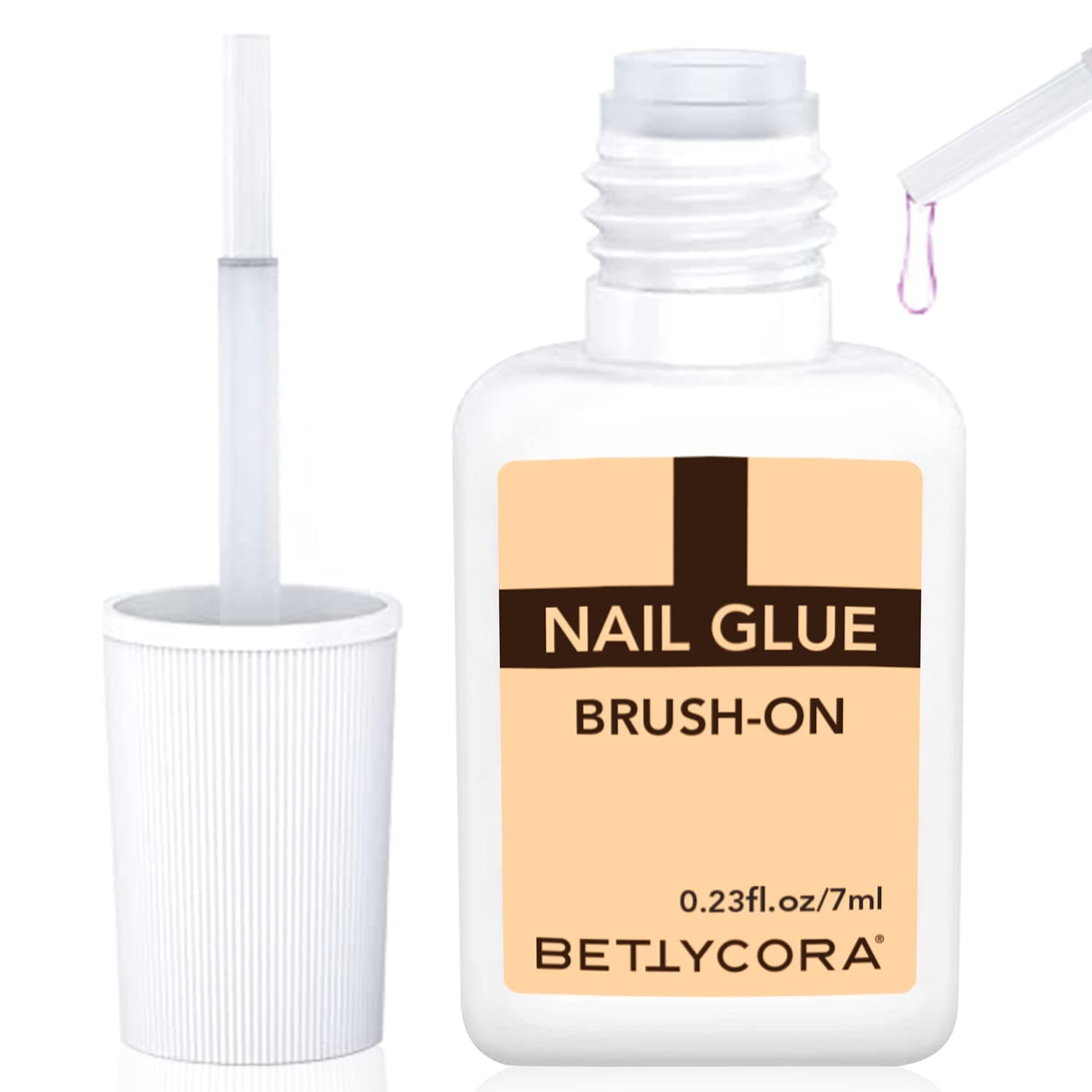 Nail Glue for Press on Nails, BettyCora Strong Nail Glue for Acrylic Nails Glue on Nails Gel Nail Glue Fake Nails Brush On Nail Glue Nail Repair Glue 7ML 1Pcs