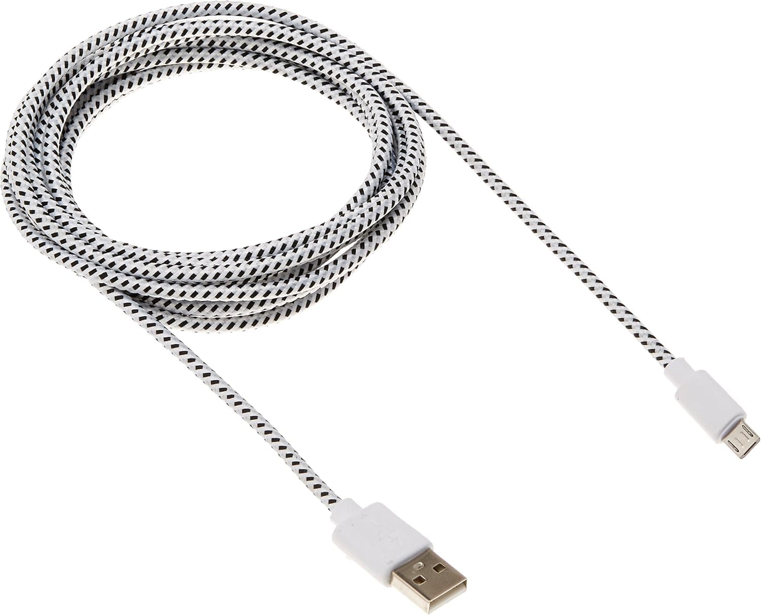 Fonus Braided Durable USB Cable Charging Power Data Wire for Samsung Galaxy Tab E Nook 9.6 - Galaxy Tab S2 Nook 8.0 - Galaxy Tab 4 Nook 7.0 - Galaxy Tab 4 Nook 10.1, 10' Long, White