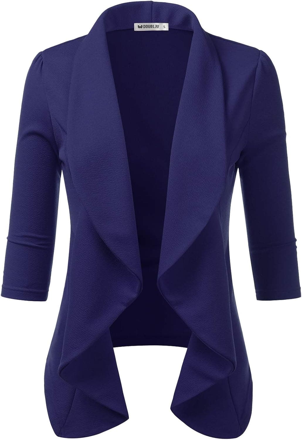 DOUBLJU Womens Lightweight Thin 3/4 Sleeve Open Front Blazer Jacket With Plus Size