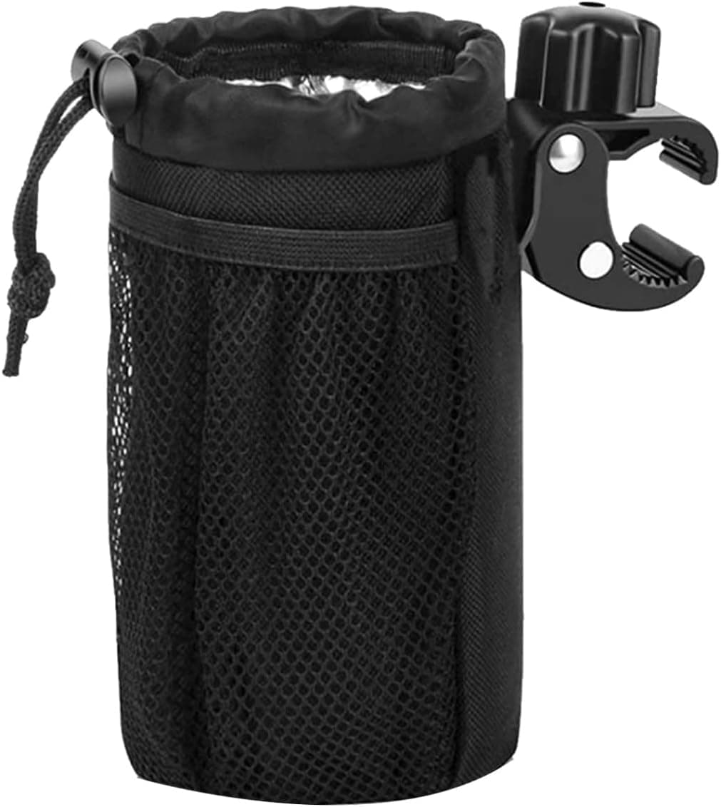 JINKEY Motorcycle Cup Holder,Oxford Fabric Water Bottle Holder Waterproof Drink Cup Holder with Alligator Clamp for Bike, ATV, Scooter, Kayak, Wheelchair, Walker, Golf Cart, Marine Boat