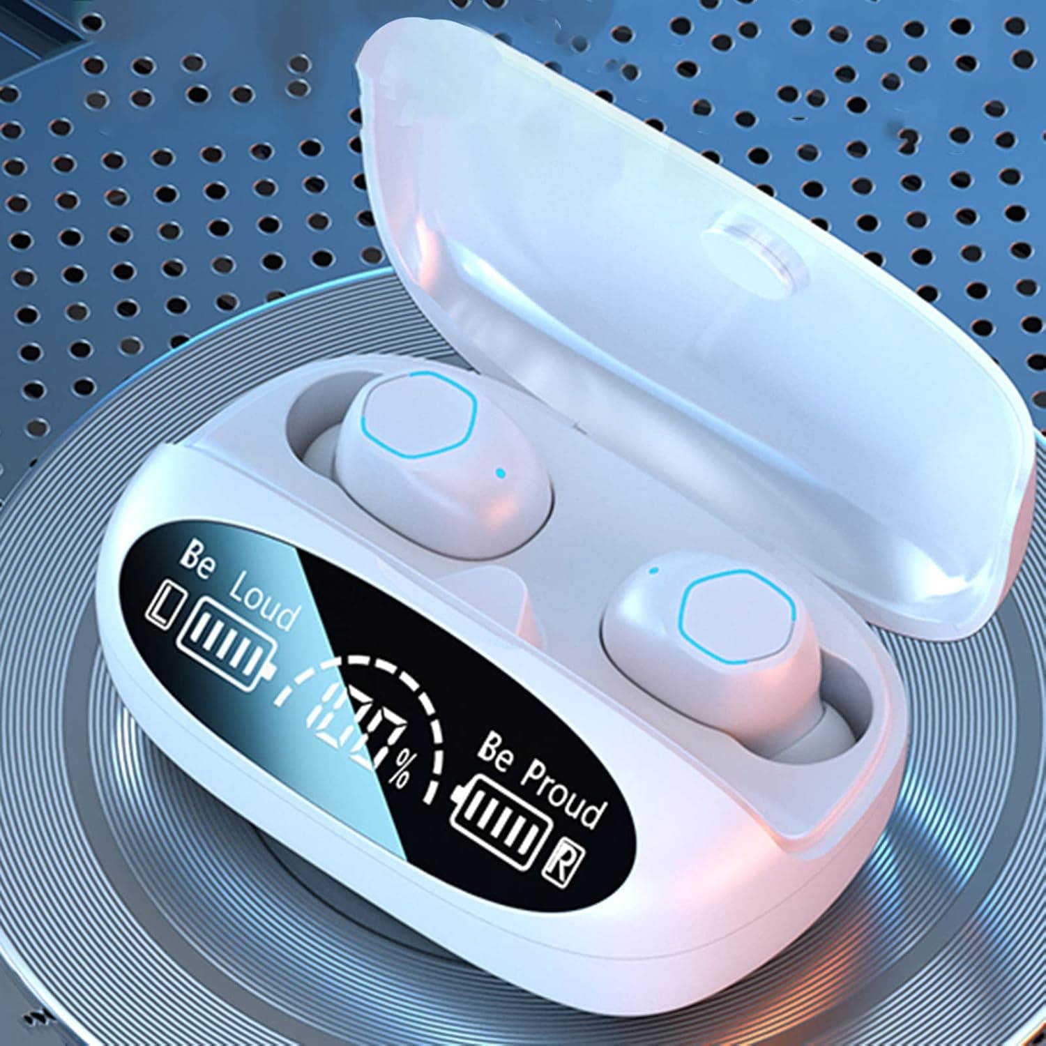 Digital Display Bluetooth 5.2 Earbuds, Touch-Control TWS-Headphones, with Breathing Lamp, 1200mAh, for Sports Working Music