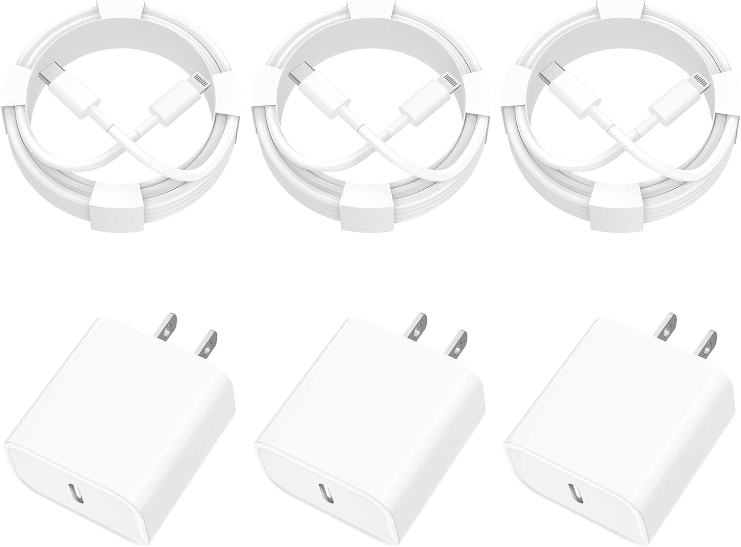 MIRAREED iPhone Charger Fast Charging, [Apple MFi Certified] 3Pack 20W USB-C Power Wall Charger Adapter with 6FT Type-C to Lightning Cable Quick Charge for iPhone 14 13 12 11 Pro Max/XS/XR/X 8/SE/iPad