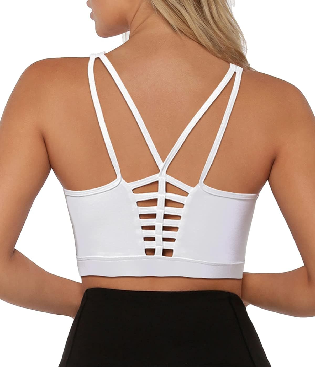 Snailify Womens Criss Cross High Neck Sports Bra Long Line Medium Support
