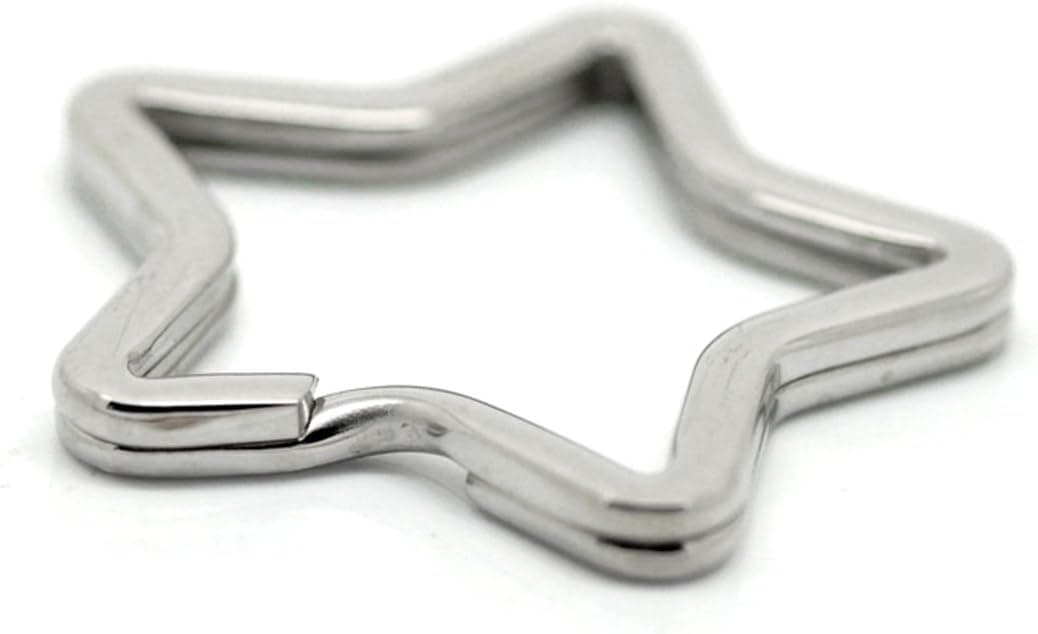 VALYRIA 3pcs Stainless Steel Star Split Rings Keyrings Keychains Keys Holder 3.5cm x 3.3cm(1 3/8"x1 2/8")