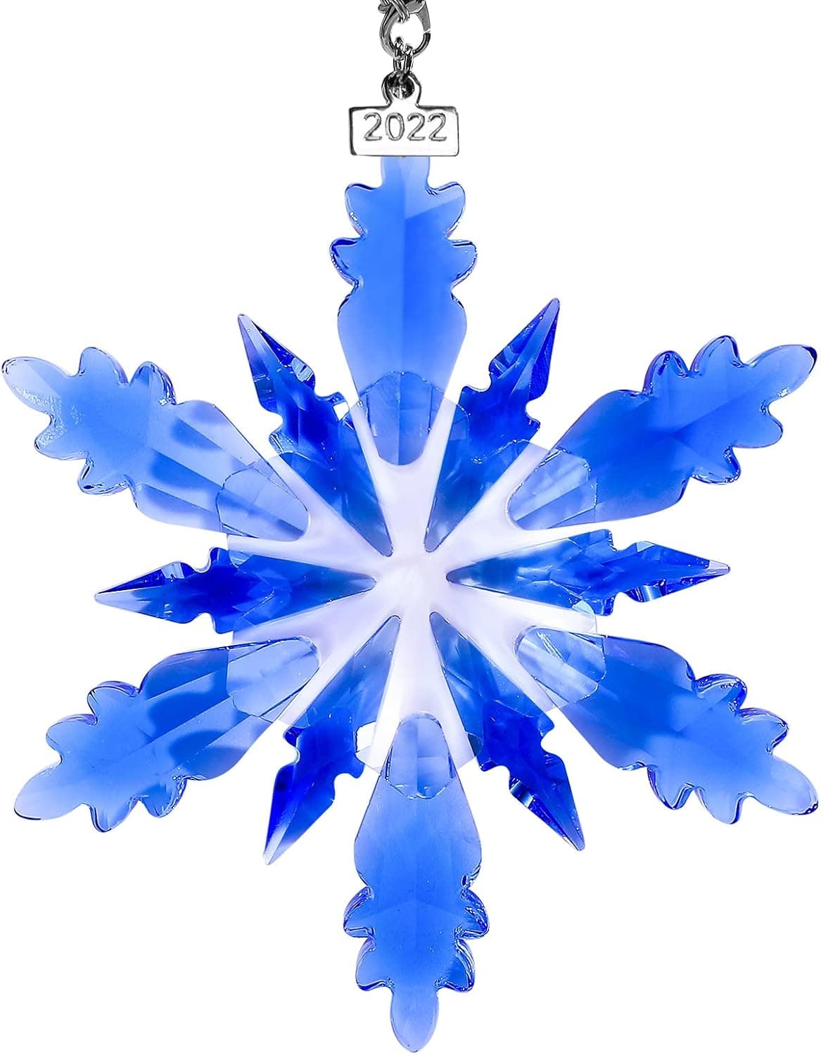 2022 AnnualEdition Snowflake Crystal Christmas Ornament, Snow Angel Large Crystal Ornament Display Winter Home Decor (Blue)