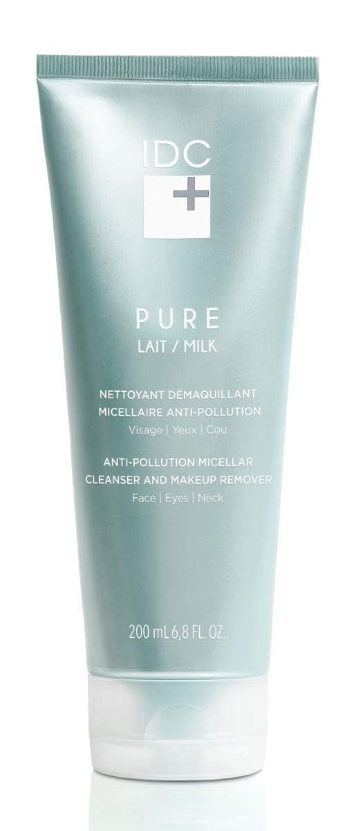 IDC Dermo + Glenmark Pure Gel | 5-in-1 Anti-Pollution Exfoliating Cleansing Gel & Makeup Remover for Face, Eyes, & Neck | With Vitamin B5 and Lindseed Extract | All Skin Types | 4 fl. oz / 120 mL (Pure Milk, 6.8 Oz.)