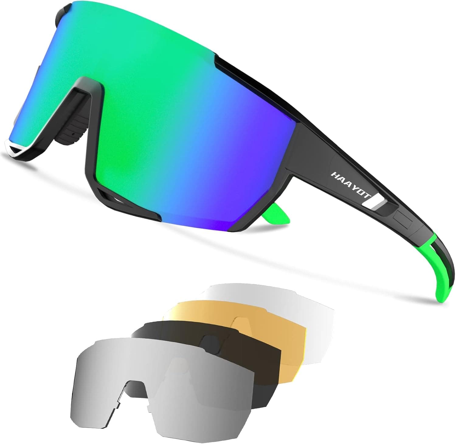 HAAYOT Cycling Glasses Polarized Baseball Sunglasses for Men Women 1 or 5 Lenses Sport Sunglasses for Fishing Driving Running