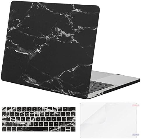 Mosiso Plastic Pattern Hard Case with Keyboard Cover with Screen Protector for Newest Macbook Pro 13 Inch, Light Black