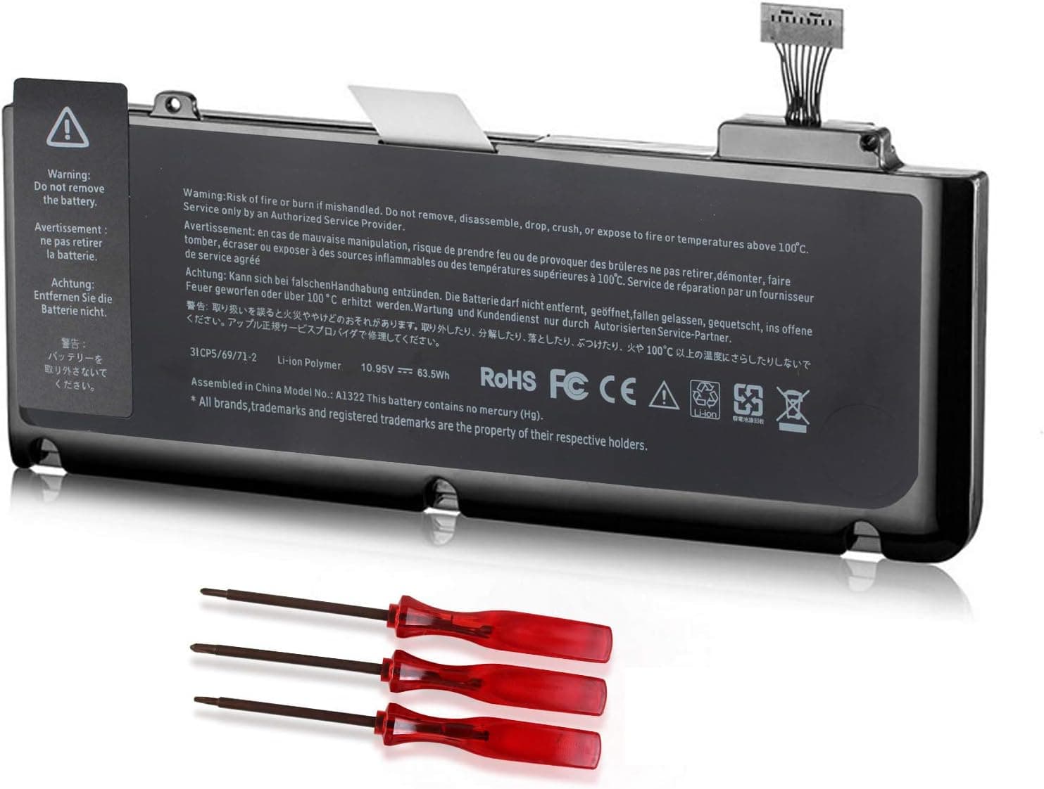DMKAOLLK A1322 Laptop Battery for MacBook Pro 13 inch A1278 (Mid 2009 2010 Early 2011 Late 2011 Mid 2012 Version) MB990LL/A MB991LL/A MC375LL/A MD314LL/A MC724LL/A - 12 Months Warranty