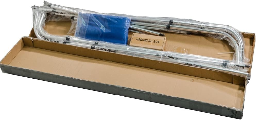Hex Autoparts 4 Bow Bimini Top Boat Cover with Rear Support Pole and Integrated Sock