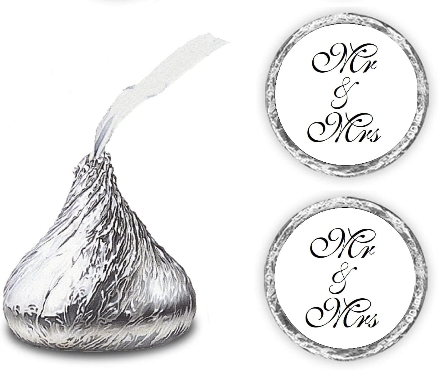 216 Mr & Mrs Kiss Wedding Stickers, Chocolate Drops Labels Stickers for Weddings, Bridal Shower Engagement Party Decorations, Favors Decor for Kisses, Envelope Sealer