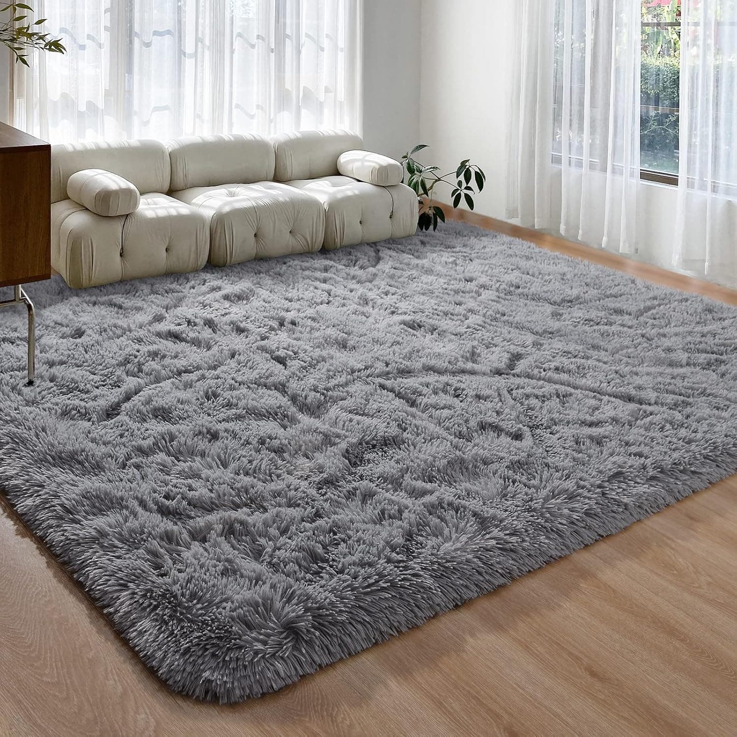 Pettop Fluffy Shaggy Area Rugs for Girls Bedroom,3x5 Feet Soft Grey Kids Room Rugs, Non-Slip Carpet for Boys Bedroom, Small Bedside Rug, Nursery Dorm Home Decor Rug 3x5 Feet, Grey