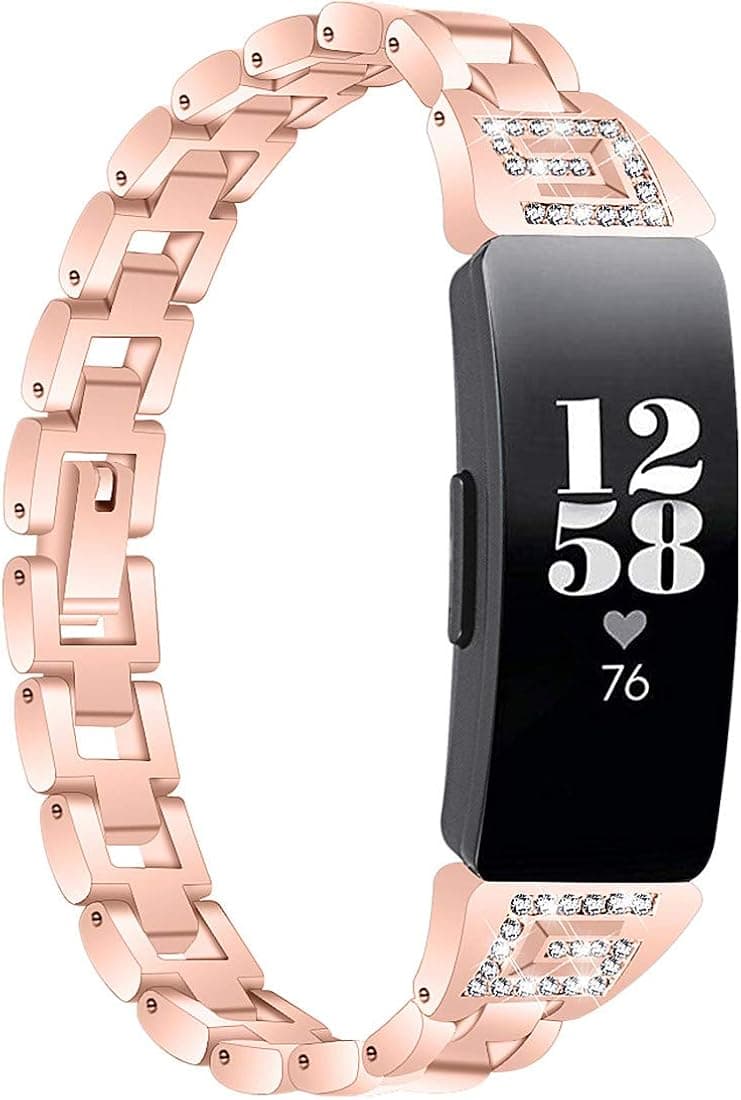 Compatible With Fitbit Inspire & Inspire HR Fitness Tracker Bling Diamond Strap Women Metal Replacement Bracelet Wristbands Jewelry