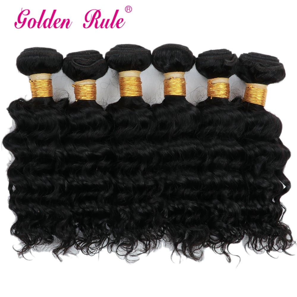 Golden Rule 8A Brazilian Virgin Hair 8" Deep Wave 6 Bundles 50g/pcs Natural Black Unprocessed Human Hair Extensions for Black Women