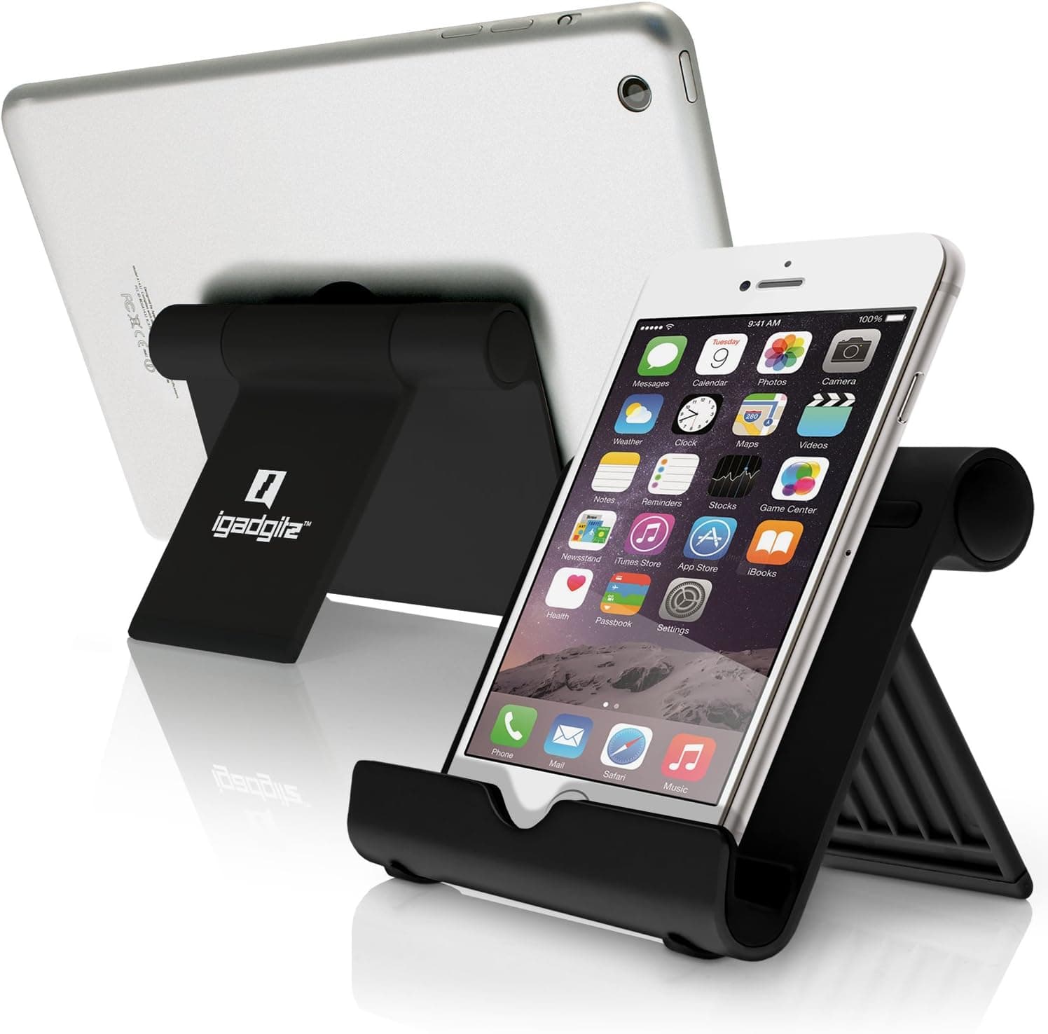 iGadgitz Black Multi-Angle Aluminium Adjustable Portable Tablet & Smartphone Folding Holder Stand (iPhones, iPad, Motorola Moto, Samsung Galaxy, Sony Xperia, HTC One, Google Nexus, Nokia Lumia, Acer Iconia, Sony Xperia Tablets, Galaxy Tab, Kobo eReaders, etc)