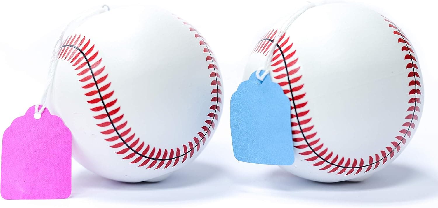 Tur Party Supplies (2 Pack) Extra Powder Gender Reveal Baseball (Pink and Blue) for Gender Reveal Party and a Great Blast; 7 Pink and 7 Blue Balloons Included in Decorative Box