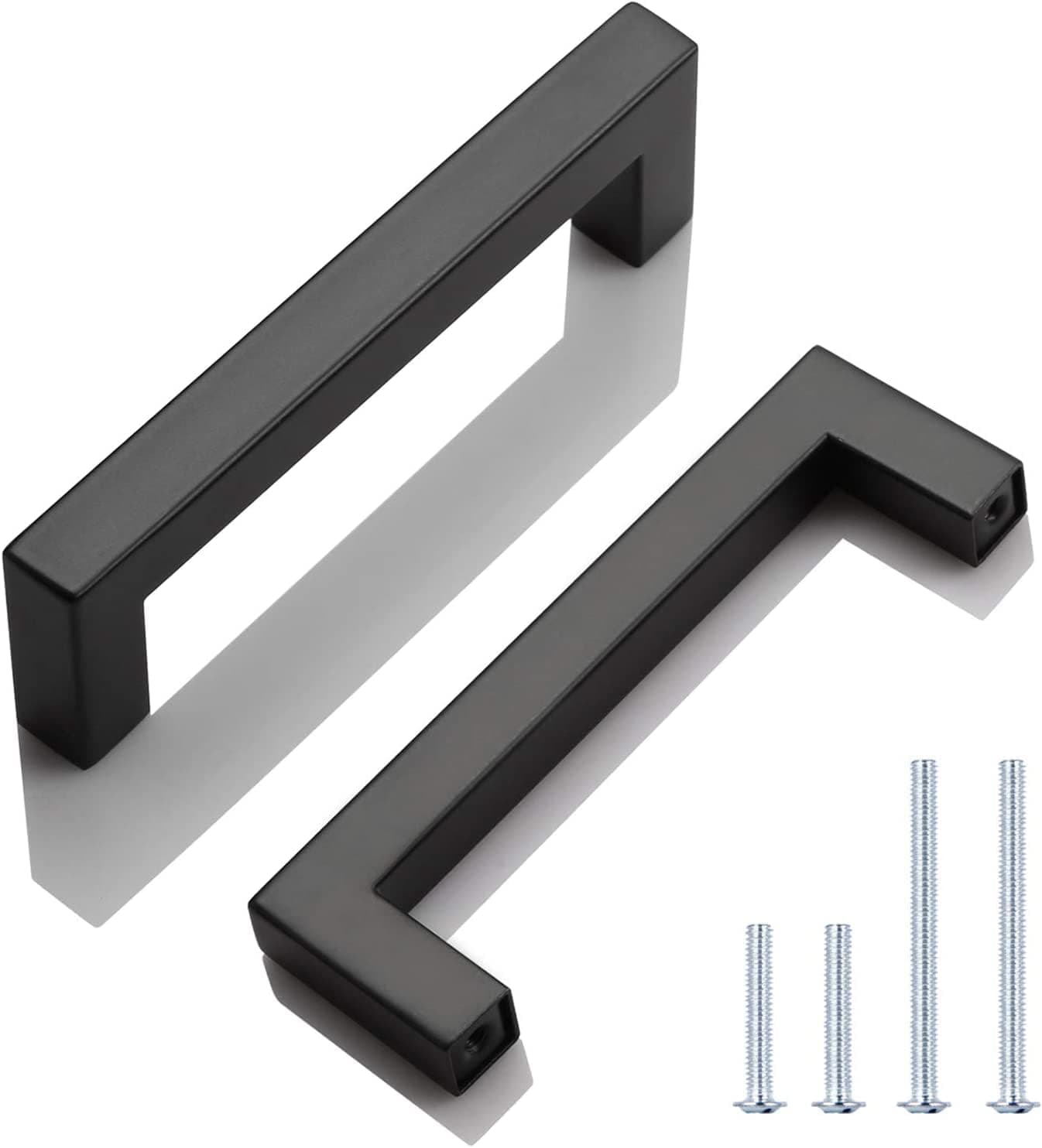 KNOBWELL 25 Pack Hole Distance 4 Inch Black Stainless Steel Cabinet Pulls, Overall Length 4-1/2", Width 1/2" Kitchen Cabinet Handles Cupboard Handles Cabinet Door Pulls