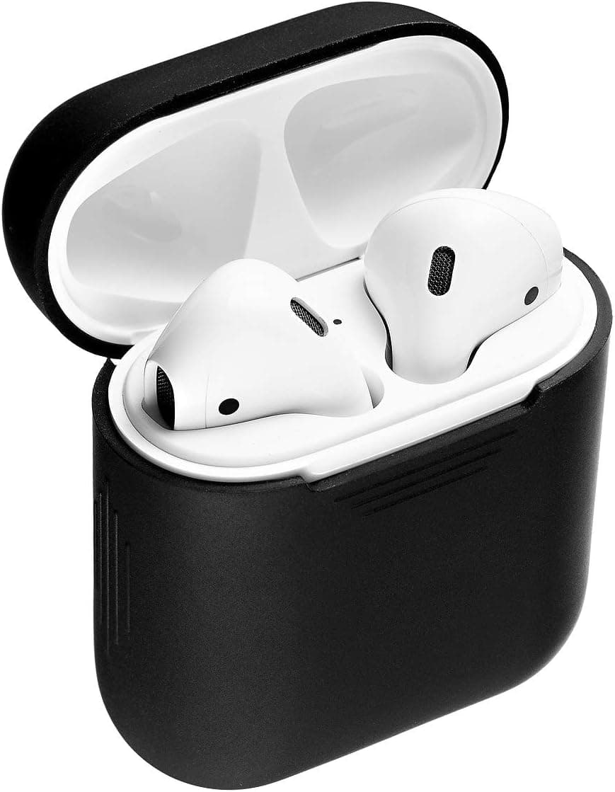 Deppa Black Matte Airpods Case, Protective Silicone Cover [Compatible with Apple Air Pods 1st / 2nd Generation] -Supports Wireless Charging (Black Matte)