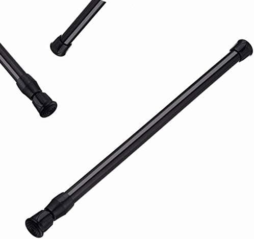 GLANT Spring Tension Rod Adjustable Curtain Rod Black Tension Rods Expandable Spring Rod Basement Window Curtains Tension Rods Spring Kitchen Curtain Small Window Tension Rod (Black-1pcs-22‘’to35‘’)