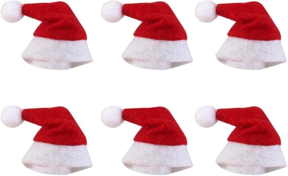 LONG7INES 6 Pcs Mini Christmas Hat for Lollipop Candy Cover/ Mini Christmas Santa Claus Lollipop Top Wraps Toppers Decor, 6x2.5CM