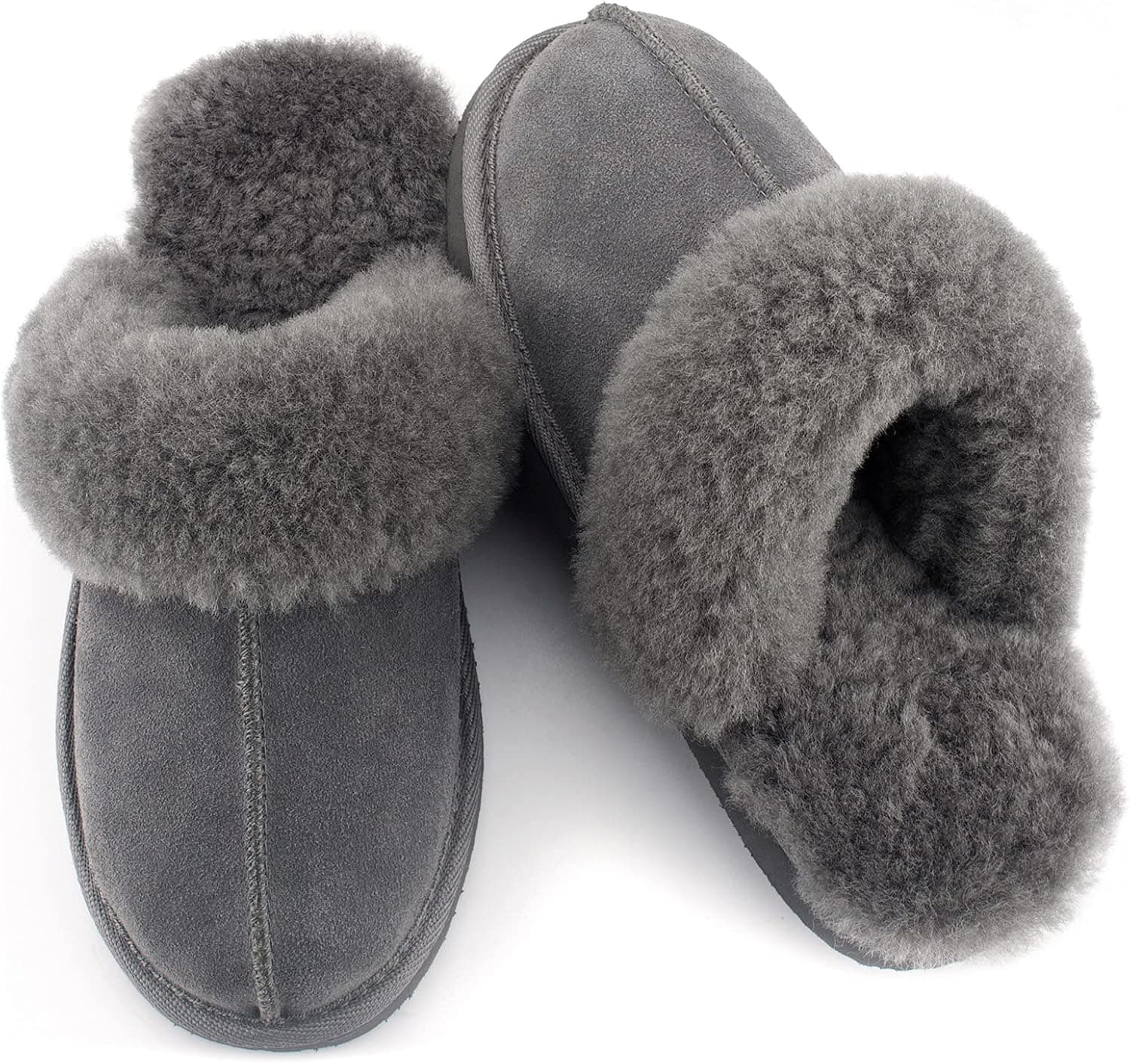 Parfeying Women's Sheepskin House Slippers Indoor Outdoor Shearling Shoes for Women